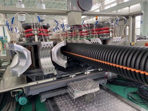 HDPE/PP/PVC Horizontal Type Double Wall Corrugated Pipe Extrusion Line